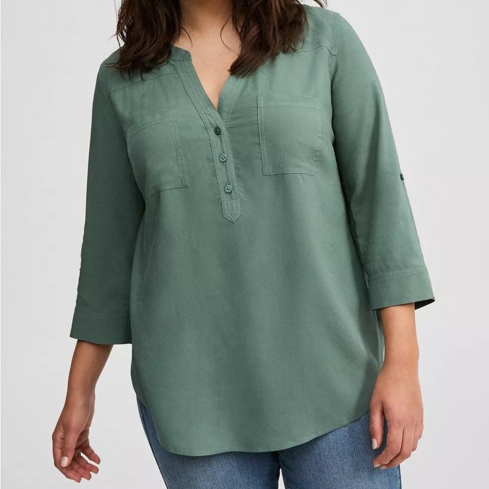 Torrid Harper Challis 3/4 Sleeve Tunic Top Size 3(22/24)